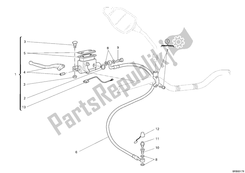 Todas as partes de Cilindro Mestre Da Embreagem do Ducati Multistrada 620 Dark USA 2006